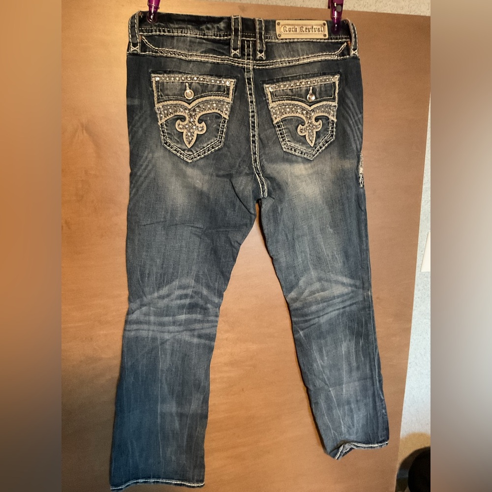 Rock Revival Dark Indigo Boot Cut Jeans with Embroidered Back Pockets